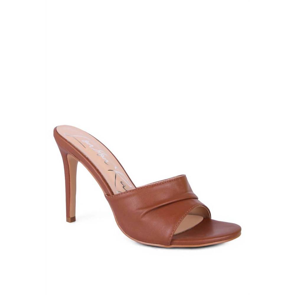 NEW RAG COMPANY women's pleated strap high heal sandal in macchiato brown